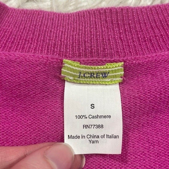 J. Crew Bright Pink V-neck Cashmere Boyfriend Sweater - Picture 2 of 9